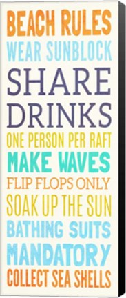 Framed Beach Rules I Print