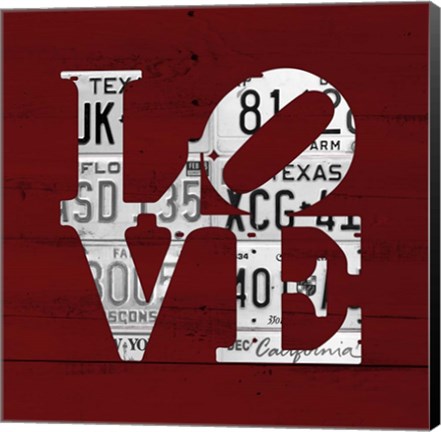 Framed Love Word Art License Plates Print