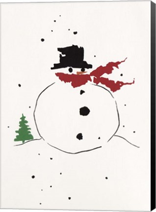 Framed Snowman with Red Scarf Print
