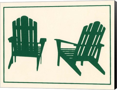Framed Green Deck Chairs Print