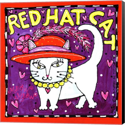 Framed Red Hat Cat Print