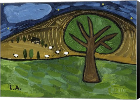 Framed Sheep in the Meadows Print