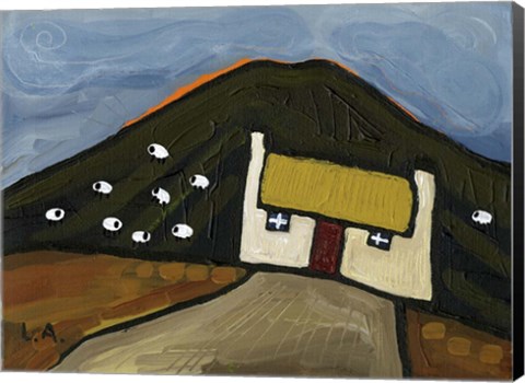 Framed Sheep on the Hill Print