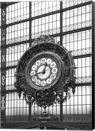 Framed Paris Clock 1BW Print