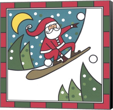 Framed Santa Snowboard 2 Print