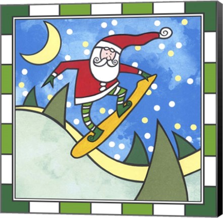 Framed Santa Snowboard 3 Print
