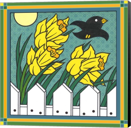 Framed Daffodils 3 With Kernal The Crow Print