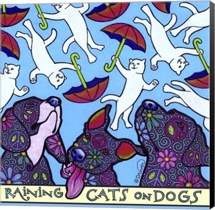 Framed Raining Cats on Dogs Print