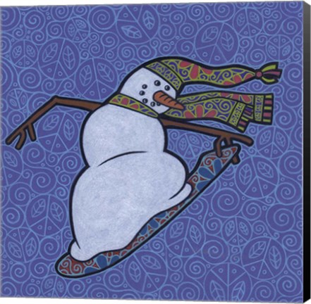 Framed Snowman Snowboarder 2 Print