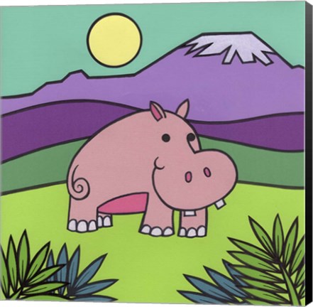 Framed Hippopotamus Print