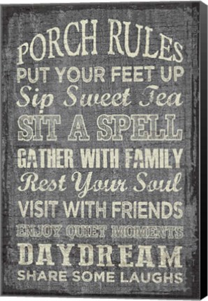 Framed Porch Rules Print