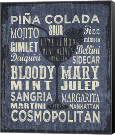 Framed Cocktail Sign III Print