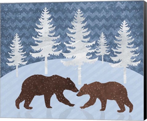 Framed Bear - Snowy Landscape Print