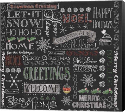 Framed Chalk Christmas Patt Print