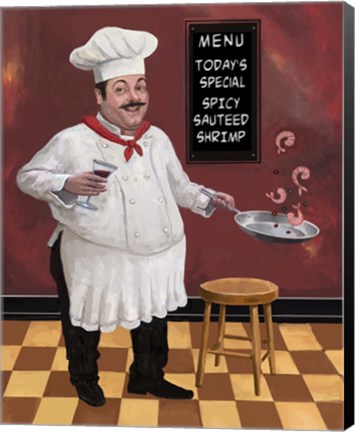 Framed Shrimp Chef Print