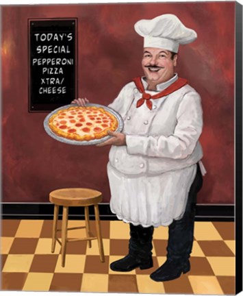 Framed Pizza Chef Master Print