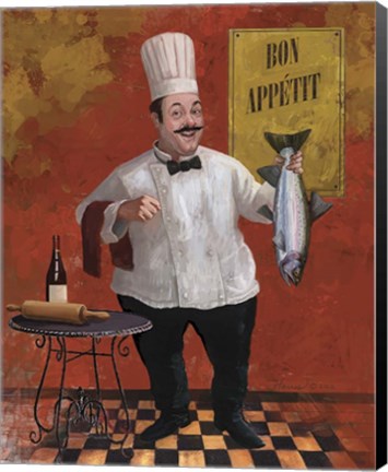 Framed Chef Fish Master Print