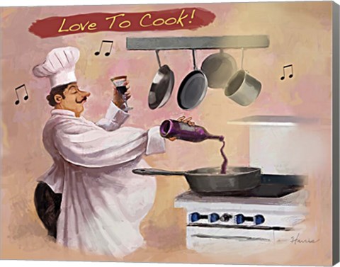 Framed Chef Wine Print