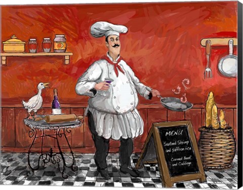 Framed Shrimp Chef Print
