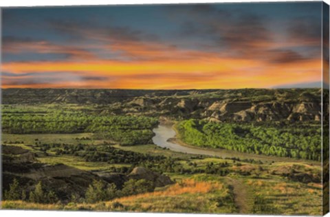 Framed Sunrise At River Bend Overlook Print