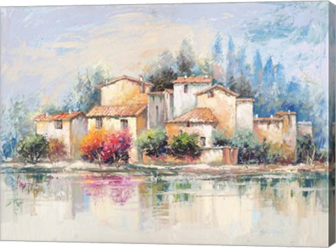 Framed Borgo sul lago Print