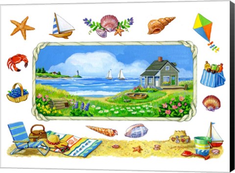 Framed Cottage on the Cove Print