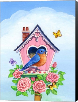 Framed Bluebird Valentine Print