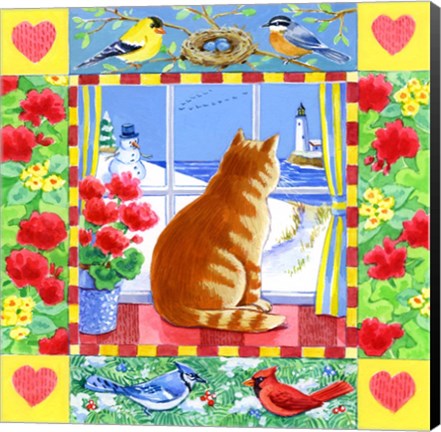 Framed Cat Winter View Print
