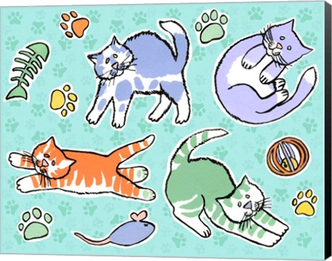Framed Fun Kitties Pawprints Print