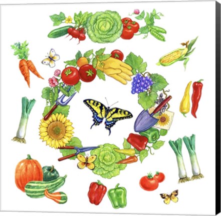 Framed Veggie Wreath Print