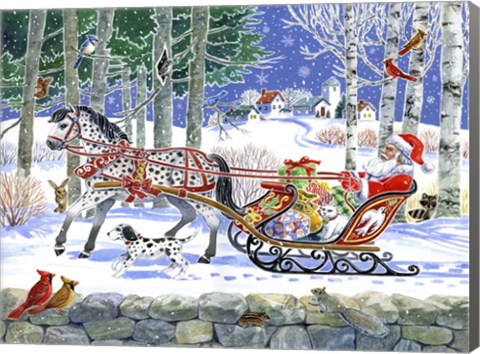 Framed Santa's Sleigh Ride Print