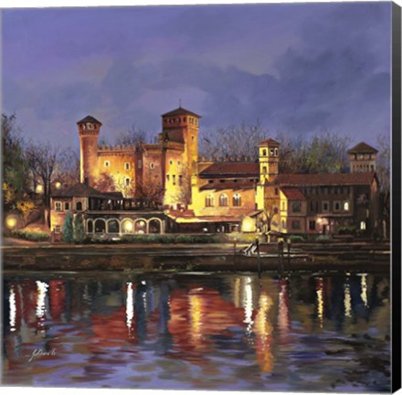 Framed Il Castello Medioevale di Notte Print