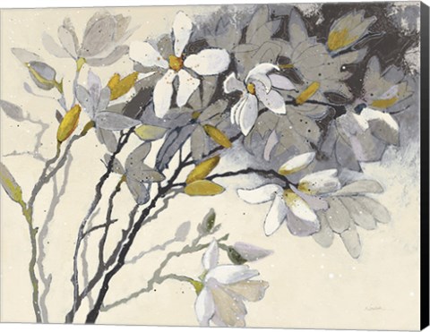 Framed Magnolias Yellow Gray Print