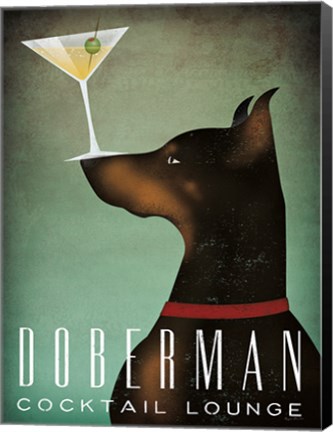 Framed Doberman Martini Print