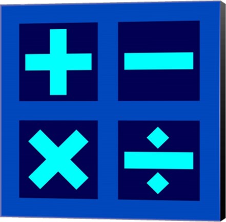 Framed Math Symbols Square - Blue Print