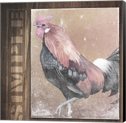 Framed Rooster I Print