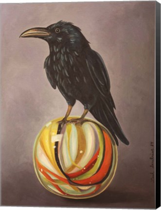 Framed Crow On A Marble Print
