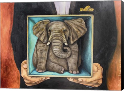 Framed Elephant In A Box Print