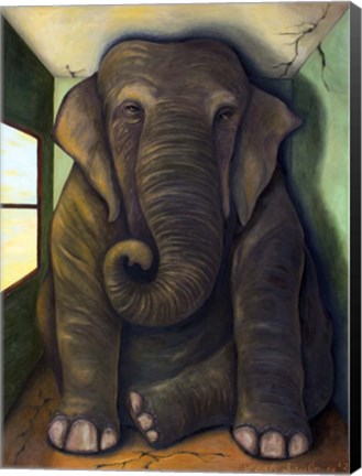 Framed Elephant In The Room Cracks Print