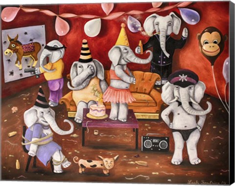 Framed White Elephant Party Print