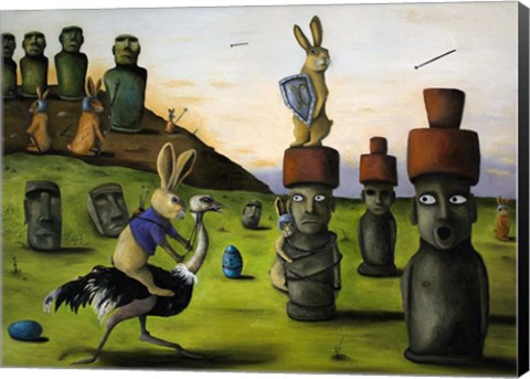 Framed Battle Over Easter Island Print