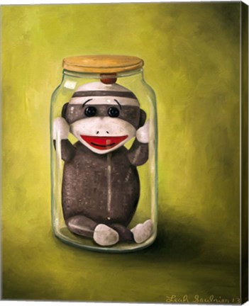 Framed Preserving Childhood Baby Sock Monkey Print