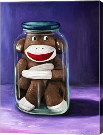 Framed Preserving Childhood Sock Monkey Print
