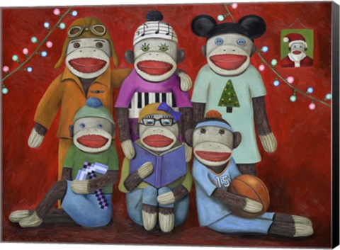 Framed Sock Doll Family Portrait Print