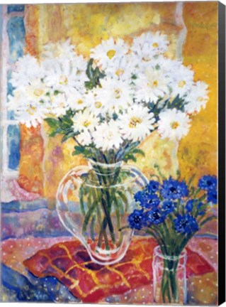 Framed White Chrysanthemums Print