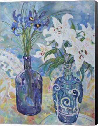 Framed Flowers By The Sea Shore Print