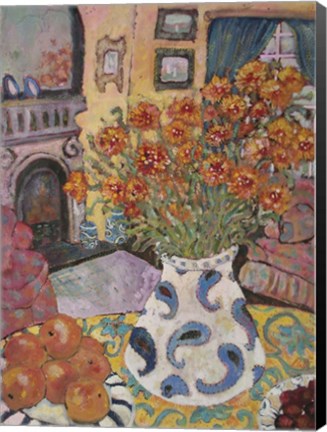 Framed Orange Straw Flowers Print