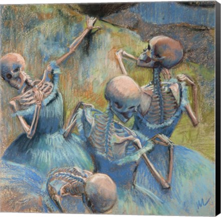 Framed Blue Skelly Dancers Print