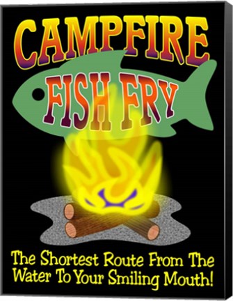 Framed Campfire Fish Fry Print