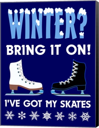 Framed Winter Bring It Skates Print